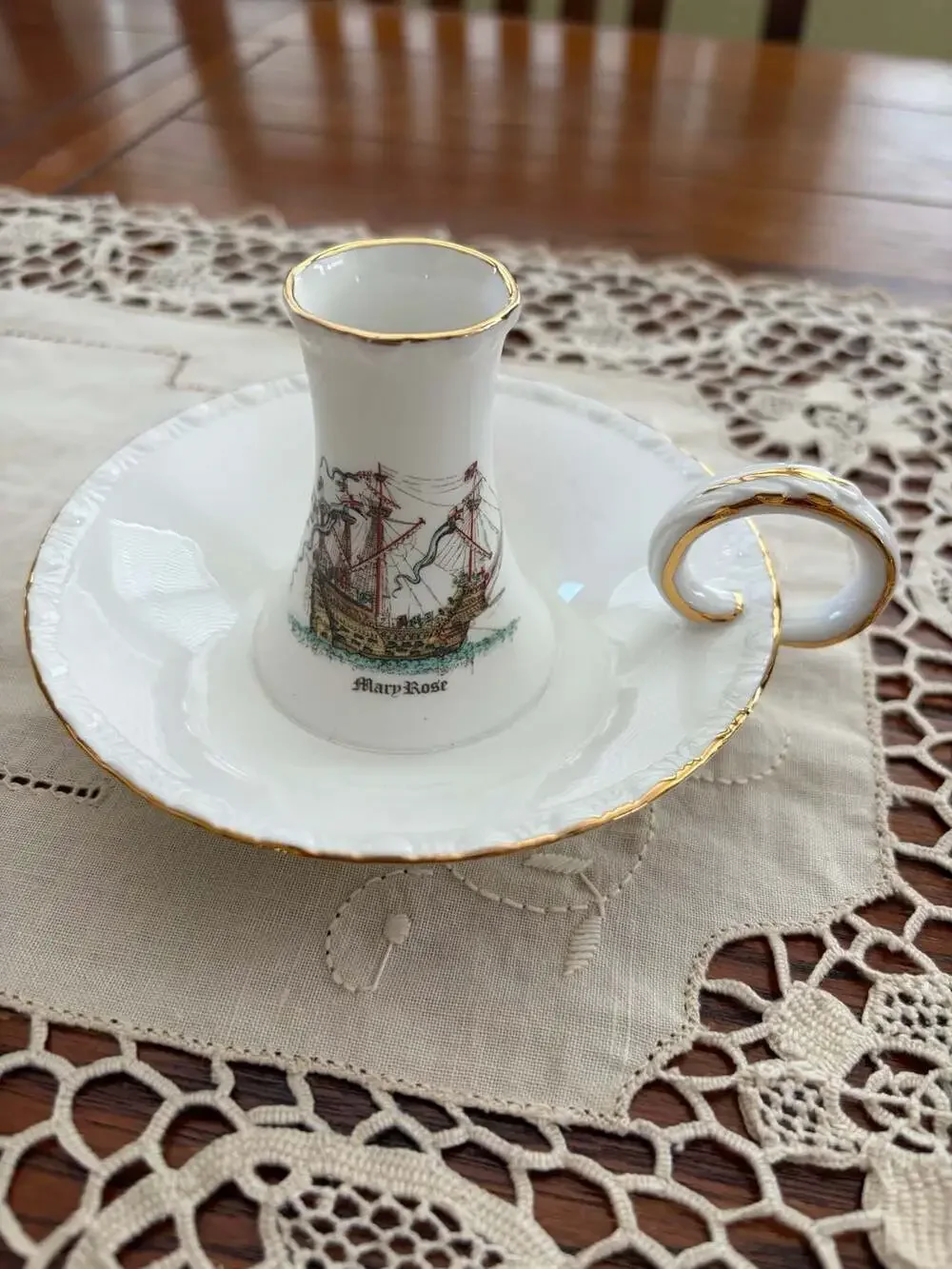 Royal Grafton Fine Bone China Mary Rose Commemorative Candlestick Holder